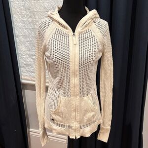 Athleta Cream Hooded Cardigan Sweater